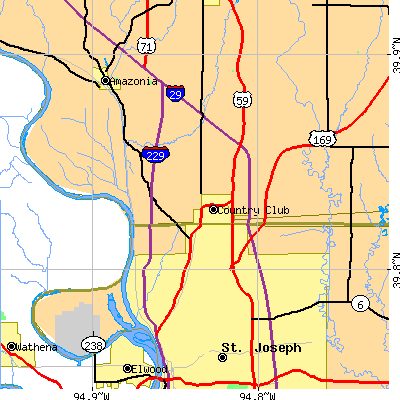 Zip code 64505 close-up map