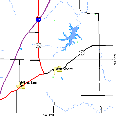 Zip code 64620 close-up map