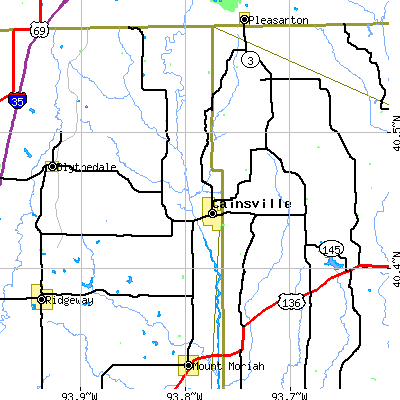 Zip code 64632 close-up map
