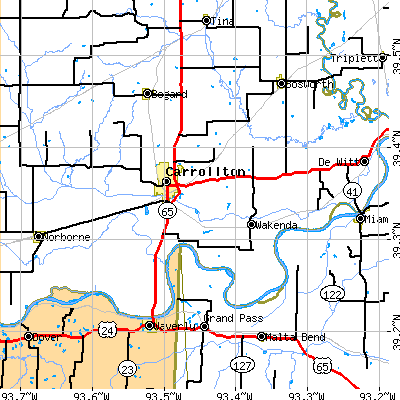 Zip code 64633 close-up map