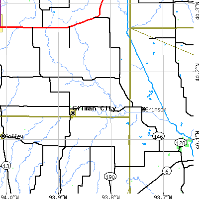 Zip code 64642 close-up map