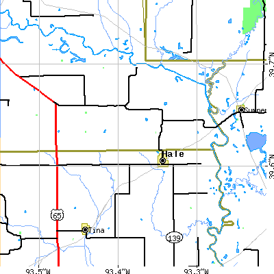 Zip code 64643 close-up map