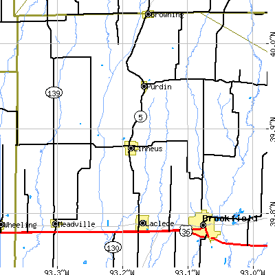 Zip code 64653 close-up map