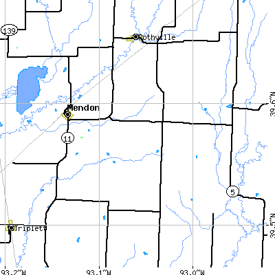 Zip code 64660 close-up map