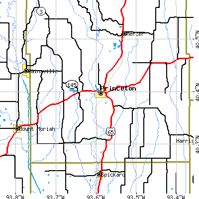 Zip code 64673 close-up map