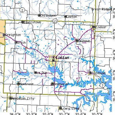 Zip code 64735 close-up map