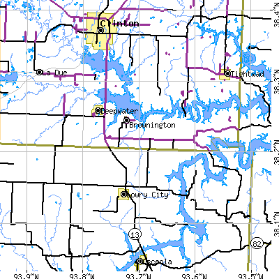 Zip code 64740 close-up map