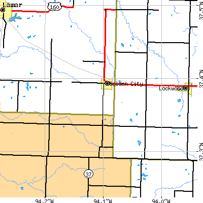 Zip code 64748 close-up map