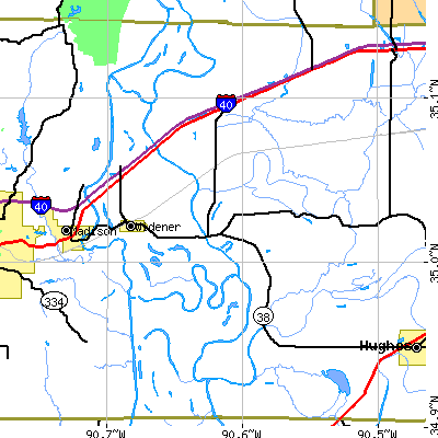 Zip code 72394 close-up map