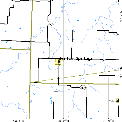 Zip code 64756 close-up map