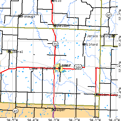 Zip code 64759 close-up map