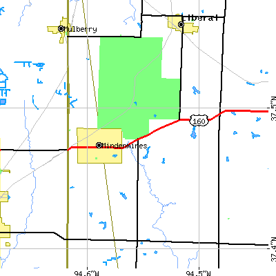 Zip code 64769 close-up map