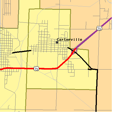 Zip code 64835 close-up map