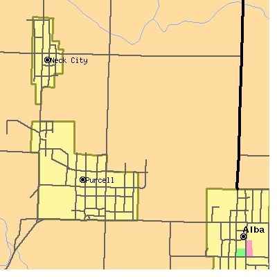 Zip code 64857 close-up map