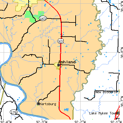 Zip code 65010 close-up map