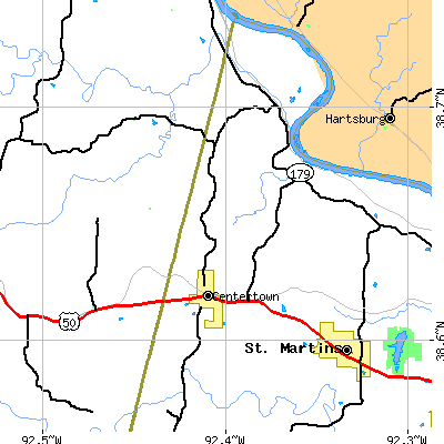 Zip code 65023 close-up map