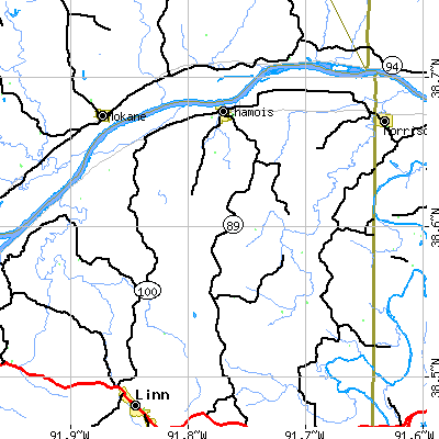 Zip code 65024 close-up map