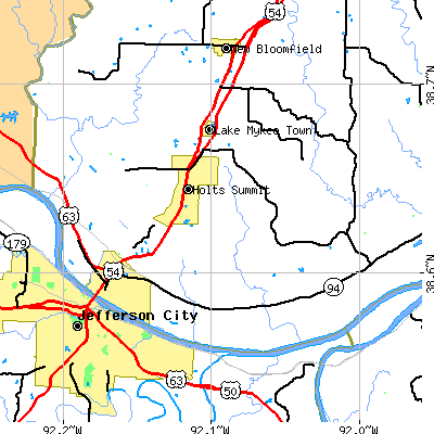Zip code 65043 close-up map
