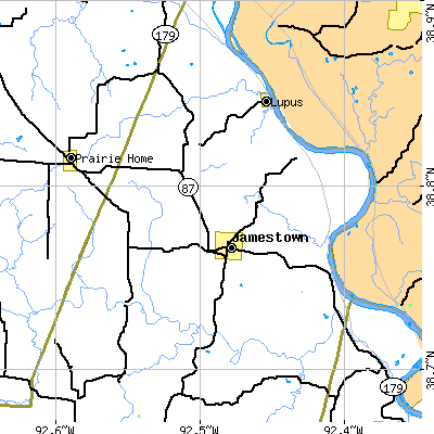Zip code 65046 close-up map