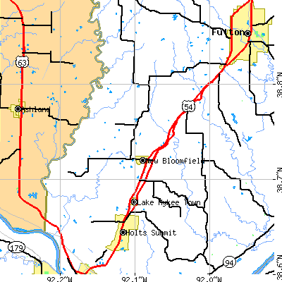 Zip code 65063 close-up map