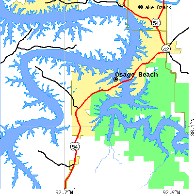 Zip code 65065 close-up map