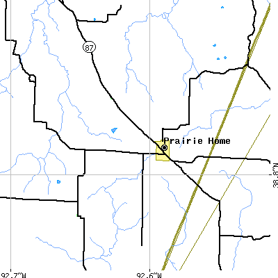 Zip code 65068 close-up map