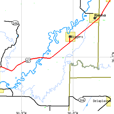 Zip code 72413 close-up map