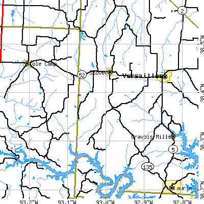 Zip code 65078 close-up map