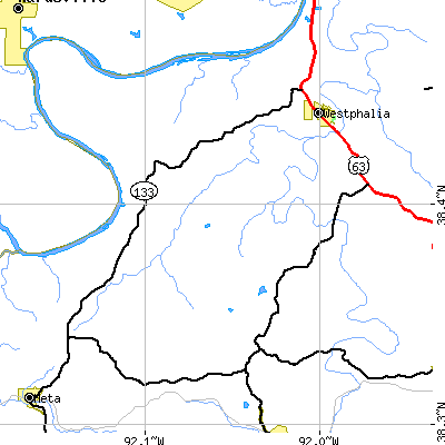 Zip code 65085 close-up map