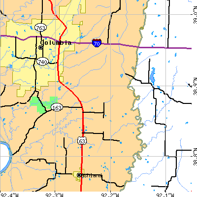 Zip code 65201 close-up map