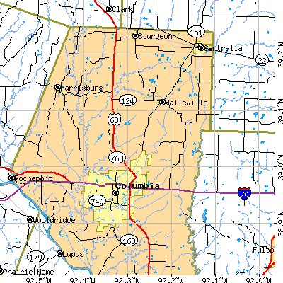 Zip code 65202 close-up map