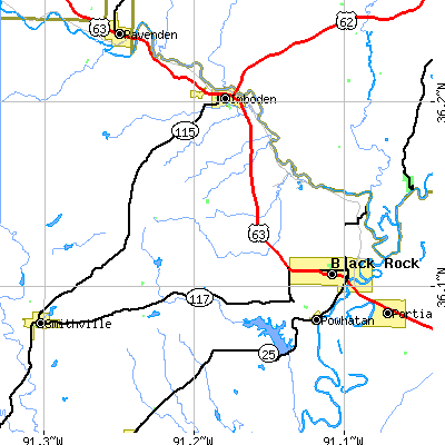 Zip code 72415 close-up map