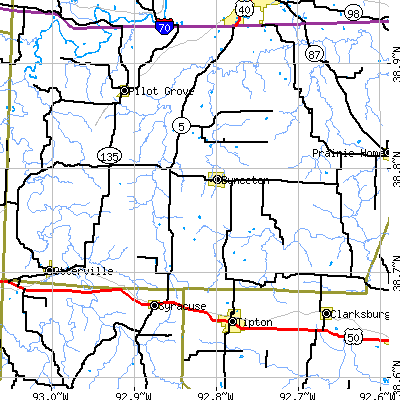 Zip code 65237 close-up map