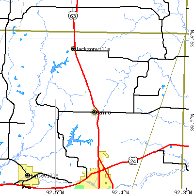 Zip code 65239 close-up map