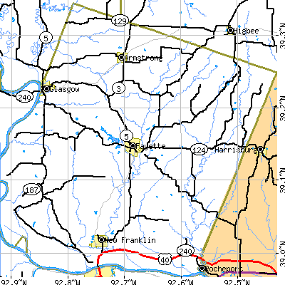 Zip code 65248 close-up map
