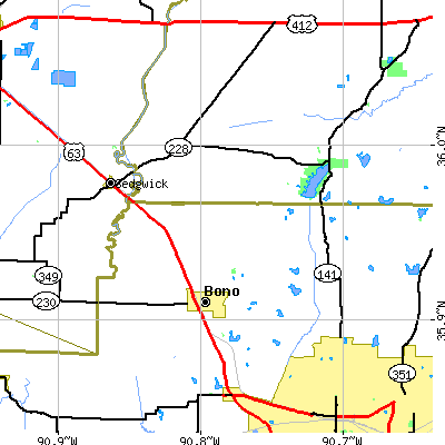 Zip code 72416 close-up map