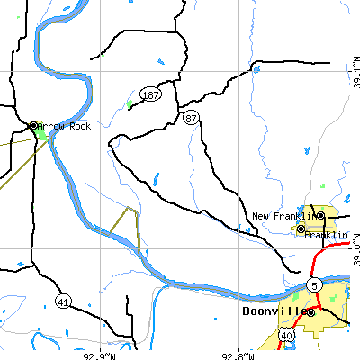 Zip code 65250 close-up map