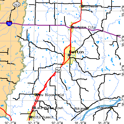 Zip code 65251 close-up map