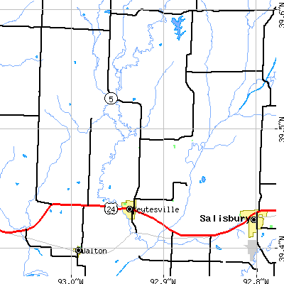 Zip code 65261 close-up map