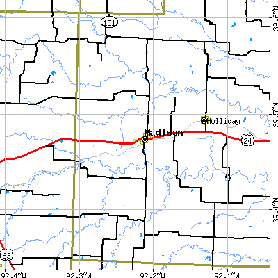 Zip code 65263 close-up map