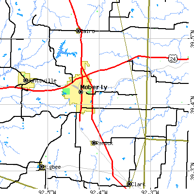 Zip code 65270 close-up map