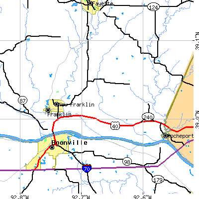 Zip code 65274 close-up map