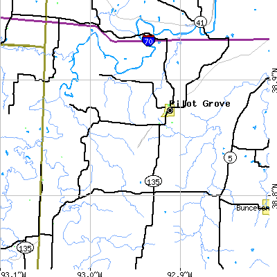 Zip code 65276 close-up map