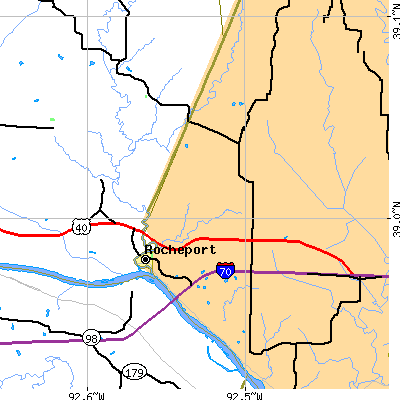 Zip code 65279 close-up map