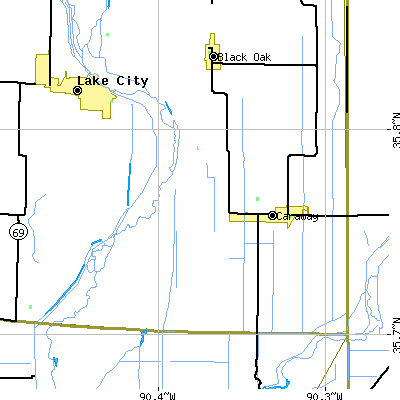 Zip code 72419 close-up map