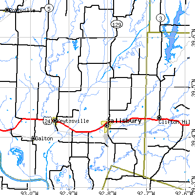 Zip code 65281 close-up map