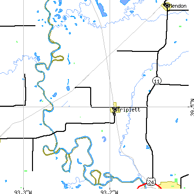 Zip code 65286 close-up map
