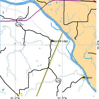 Zip code 65287 close-up map
