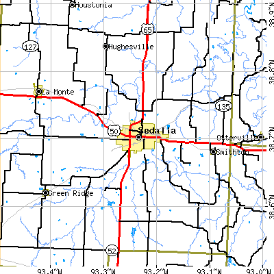 Zip code 65301 close-up map
