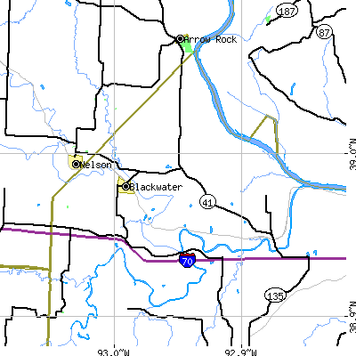 Zip code 65322 close-up map